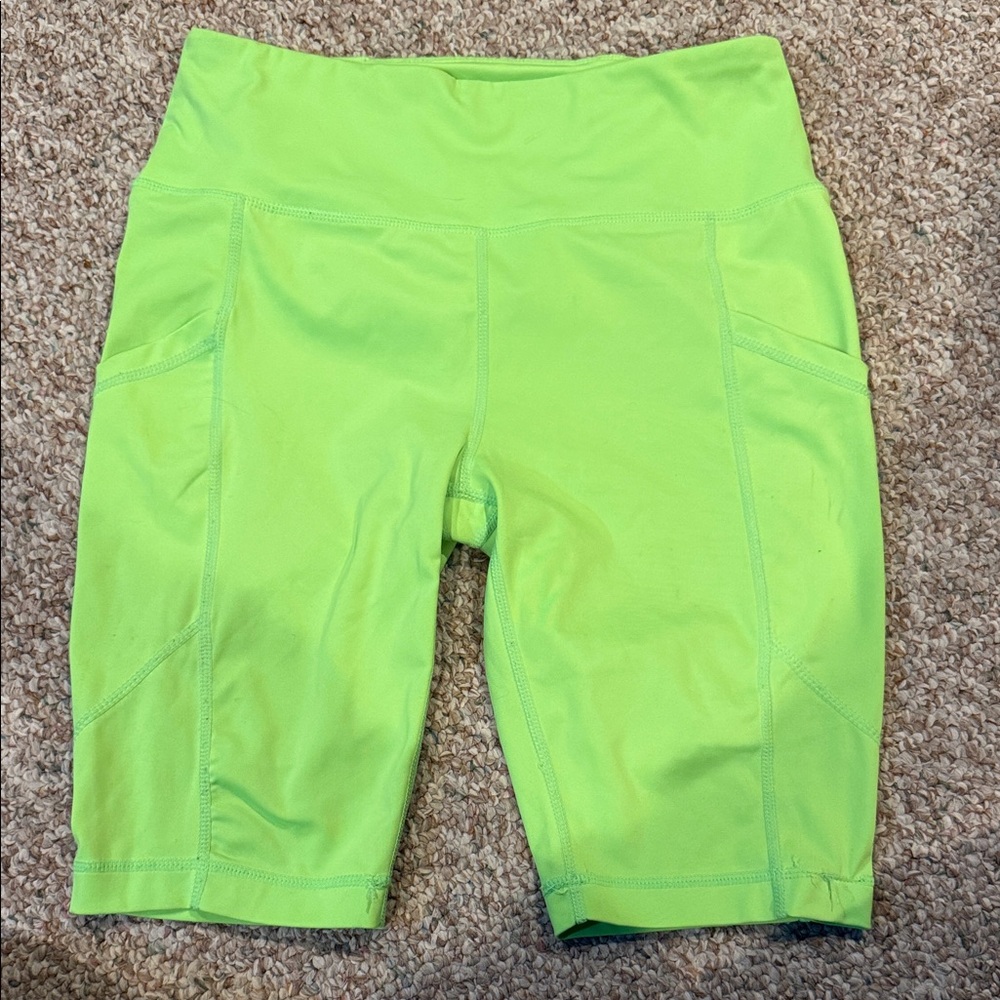 Fashion Nova Neon Lime Bike Shorts with Side Pockets